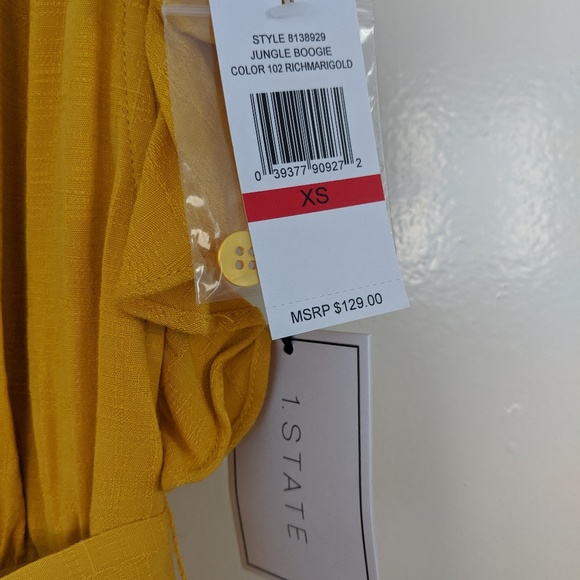 Yellow Buttondown Midi Dress Ruffles size XS, NEW - Picture 2 of 5